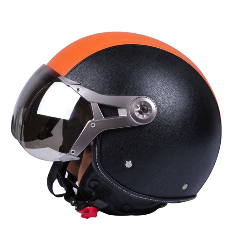 GXT Electric Vehicle Half Cover Four Seasons Retro Helmet, Size: M(Black Orange) - free shipping - PMC TechLife - Order now!