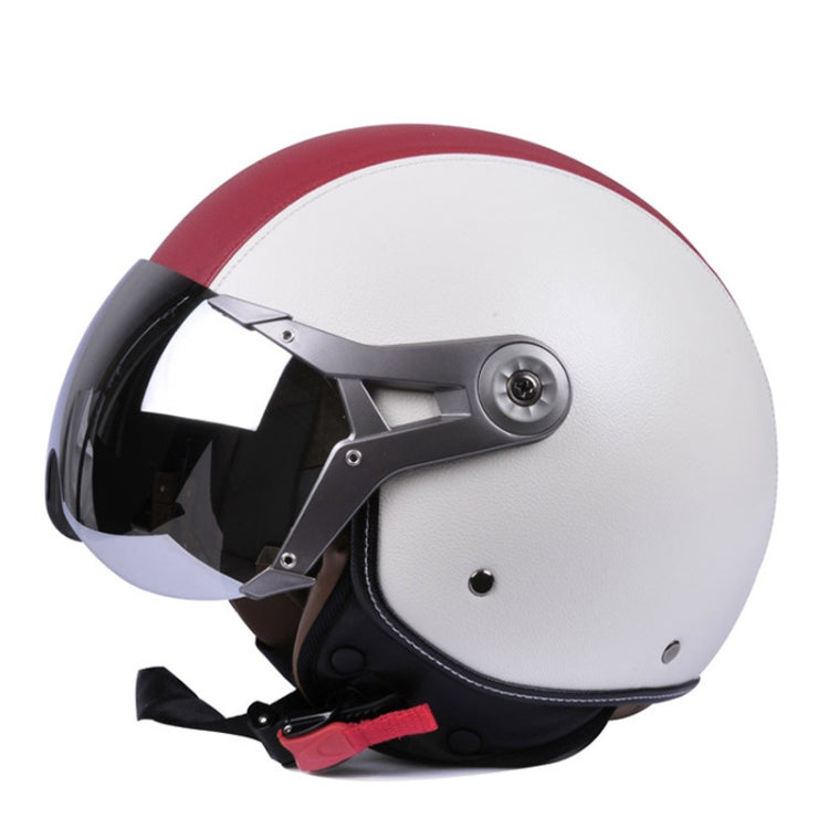 GXT Electric Vehicle Half Cover Four Seasons Retro Helmet, Size: XL(White Red) - free shipping - PMC TechLife - Order now!