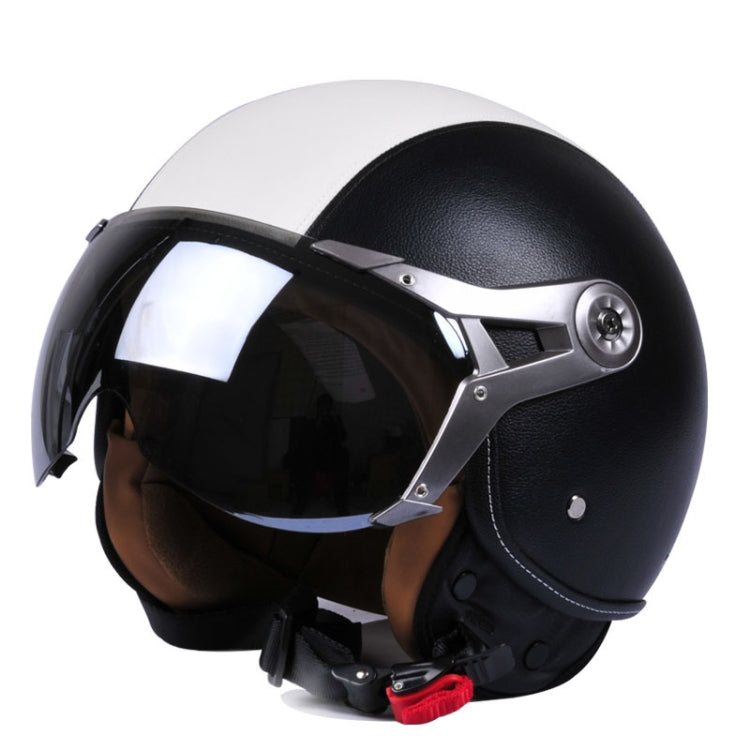 GXT Electric Vehicle Half Cover Four Seasons Retro Helmet, Size: XL(Black White) - free shipping - PMC TechLife - Order now!