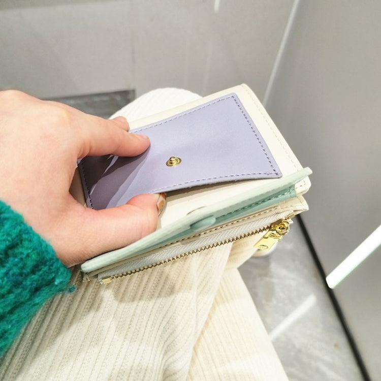 PU Leather Short Color Matching Folding Wallet Mini Portable Wallet(Blue) - Wallets by PMC TechLife | Online Shopping South Africa | PMC TechLife