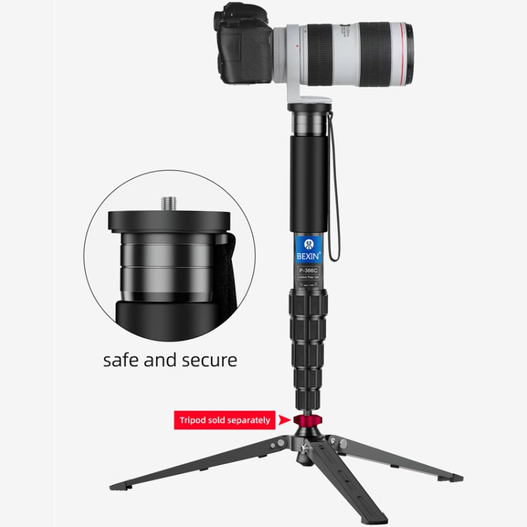 BEXIN P336CF-S Carbon Fiber Monopod Travel Shooting Mobile Phone Live Selfie Bracket Retractable Portable Monopod - Monopods by BEXIN | Online Shopping South Africa | PMC TechLife | Buy Now Pay Later Mobicred