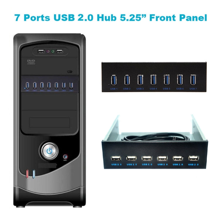7 Port USB2.0 Optical Drive Bit Front Panel, Style: Side Plug - free shipping - PMC Jewellery - Order now!