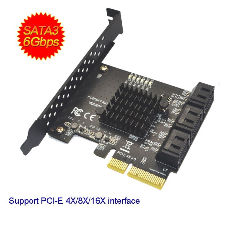 PCIE 4X To 10 Port  SATA 3.0 Adapter Expansion Card ASMedia ASM1166 Converter - Add-on Cards by PMC Jewellery | Online Shopping South Africa | PMC Jewellery | Buy Now Pay Later Mobicred