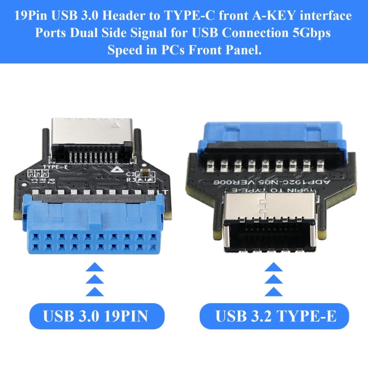USB 3.0 19PIN Header to Type-E Front A-Key Interface Extend USB Ports to PC, Spec: Upward - Add-on Cards by PMC TechLife | Online Shopping South Africa | PMC TechLife | Buy Now Pay Later Mobicred