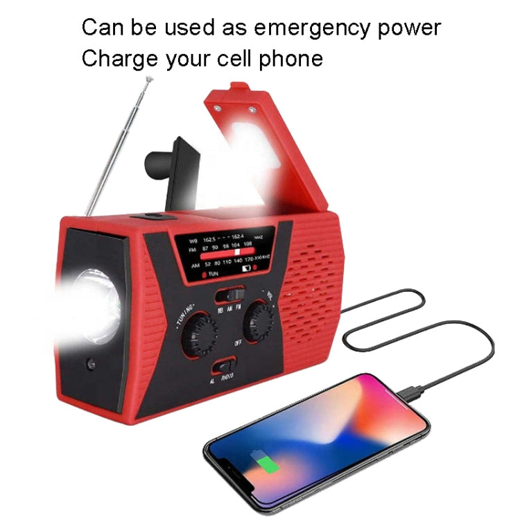 AM/FM/NoAA 2000mAh Emergency Radio Portable Hand Crank Solar Powered Radio(Red) - Radio Player by PMC TechLife | Online Shopping South Africa | PMC TechLife | Buy Now Pay Later Mobicred