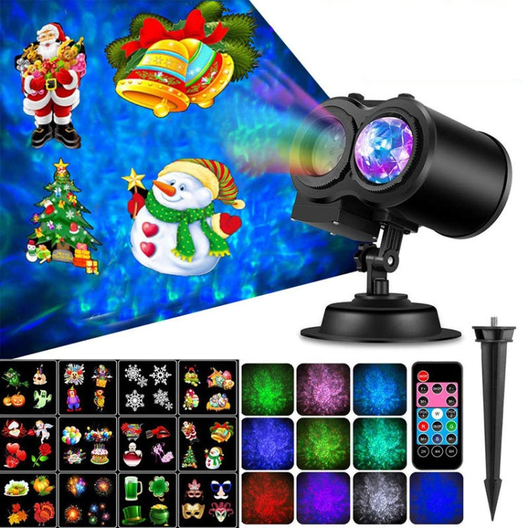12 Cards US Plug Color Card Pattern 9W Christmas Projection Light Remote Control Snow Light - Christmas Decoration Lamps by PMc TechLife | Online Shopping South Africa | PMc TechLife | Buy Now Pay Later Mobicred