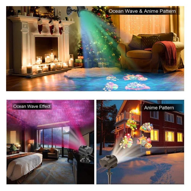 12 Cards EU Plug Not Easy To Fade Card Pattern 9W Double Cylinder Water Pattern Christmas Projection Light - Christmas Decoration Lamps by PMc TechLife | Online Shopping South Africa | PMc TechLife | Buy Now Pay Later Mobicred