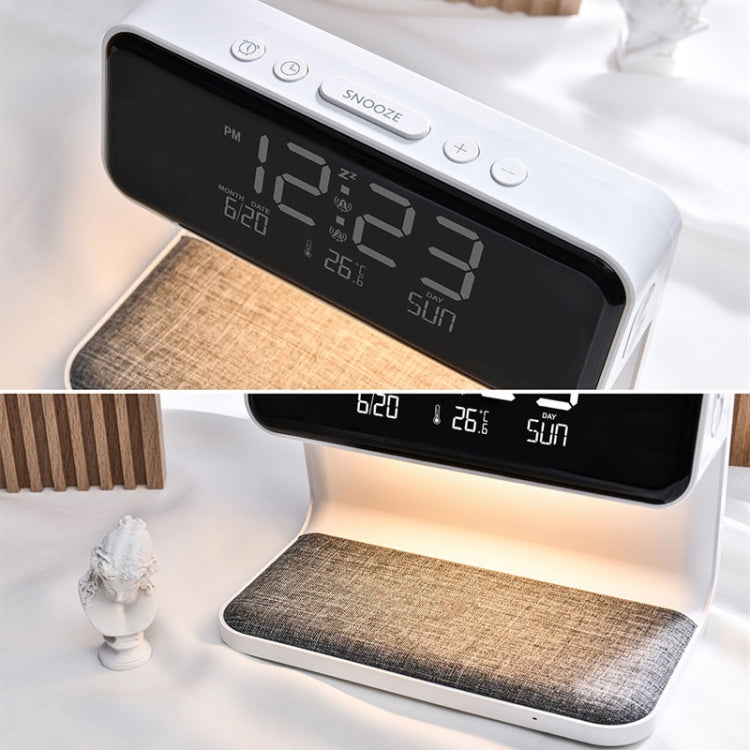 3 In 1 10W Wireless Charging Bedside Lamp LCD Screen Alarm Clock  Phone Charger,EU Plug(White) - Wireless Charger by PMC TechLife | Online Shopping South Africa | PMC TechLife