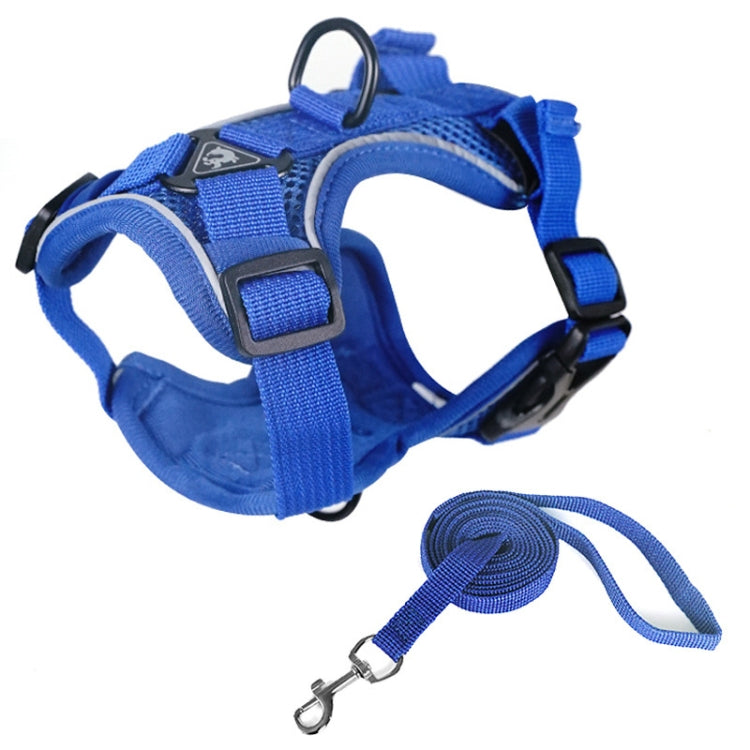 Pet Vest Harness + Traction Rope Set Reflective Breathable Dog Cat Harness, Size: M(Blue) - Leashes by PMC TechLife | Online Shopping South Africa | PMC TechLife