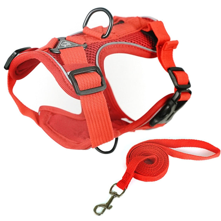 Pet Vest Harness + Traction Rope Set Reflective Breathable Dog Cat Harness, Size: L(Red) - Leashes & Chest Strap by PMC TechLife | Online Shopping South Africa | PMC TechLife | Buy Now Pay Later Mobicred