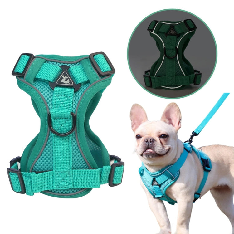 Pet Vest Harness + Traction Rope Set Reflective Breathable Dog Cat Harness, Size: S(Blue) - Leashes by PMC TechLife | Online Shopping South Africa | PMC TechLife