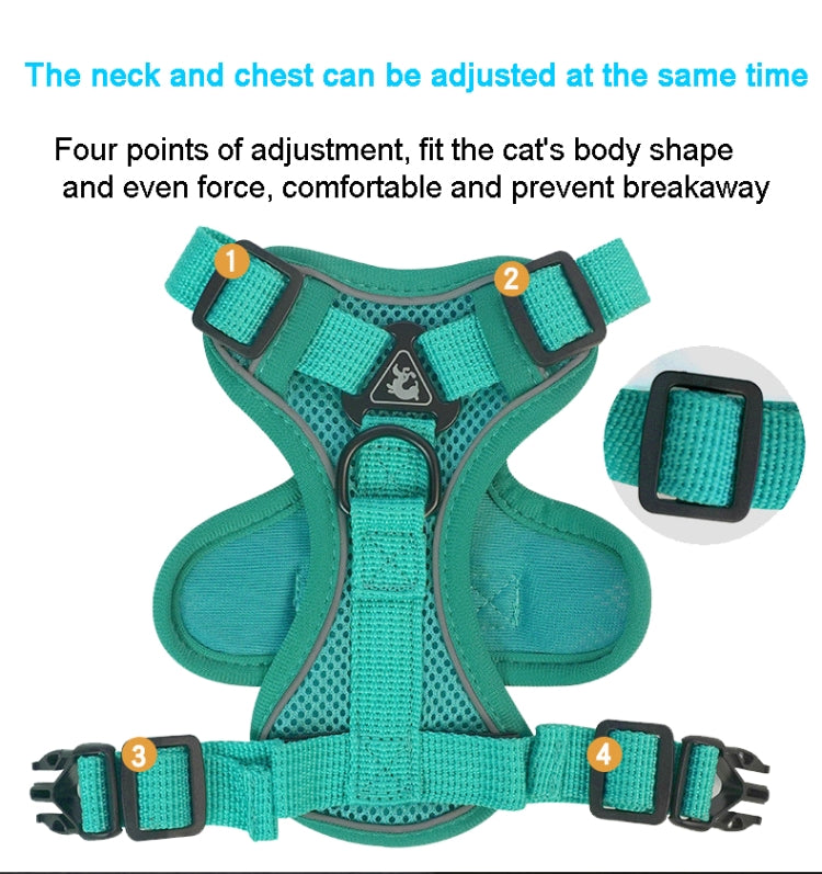 Pet Vest Harness + Traction Rope Set Reflective Breathable Dog Cat Harness, Size: S(Gray) - Leashes by PMC TechLife | Online Shopping South Africa | PMC TechLife
