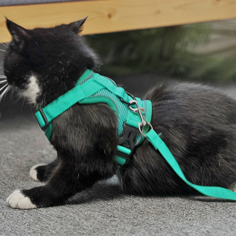 Pet Vest Harness + Traction Rope Set Reflective Breathable Dog Cat Harness, Size: XL(Blue) - Leashes by PMC TechLife | Online Shopping South Africa | PMC TechLife