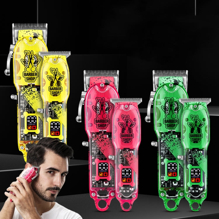 Haircutter Set Transparent Body Oil Head Electric Hair Clipper Men Home Electric Pusher(Earl Yellow) - free shipping - PMC TechLife - Order now!
