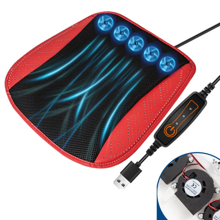 Multifunctional USB Fan Ventilation Heat Dissipation Car Seat Cushion(Red) - Seat Accessories by PMC TechLife | Online Shopping South Africa | PMC TechLife | Buy Now Pay Later Mobicred