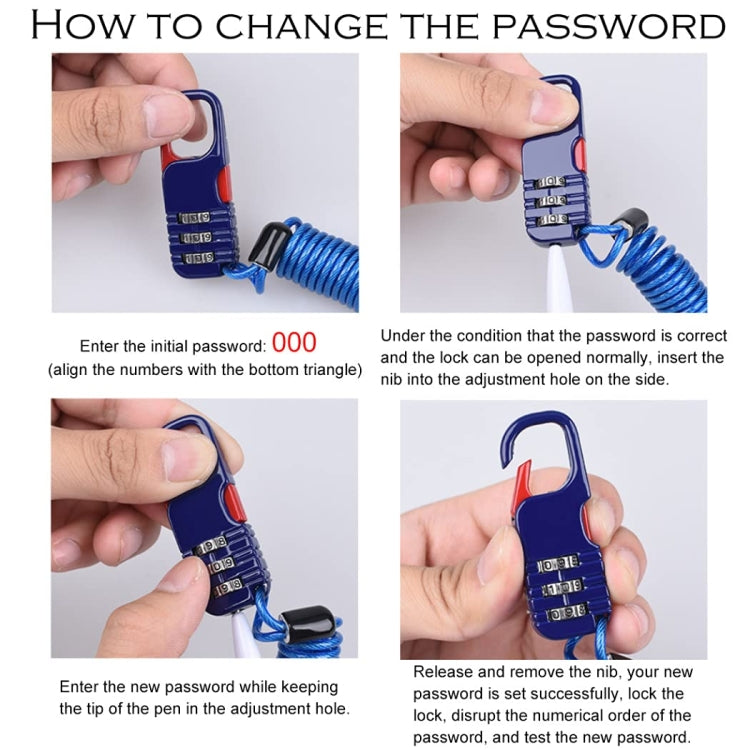 Helmet Anti Theft Password Lock Motorcycle Car Basket Soft Lock(White) - free shipping - PMC TechLife - Order now!