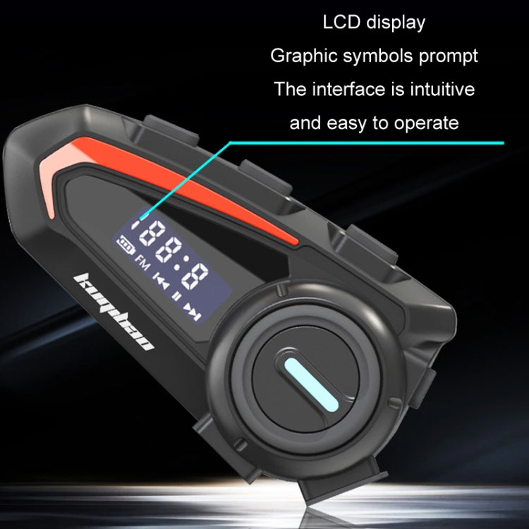 KUQIBAO Motorcycle Helmet Waterproof Bluetooth-compatible Headset With Screen(Hard Microphone) - free shipping - PMC Jewellery - Order now!