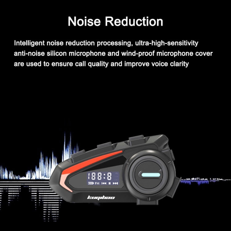 KUQIBAO Motorcycle Helmet Waterproof Bluetooth-compatible Headset With Screen(Hard Microphone) - free shipping - PMC Jewellery - Order now!