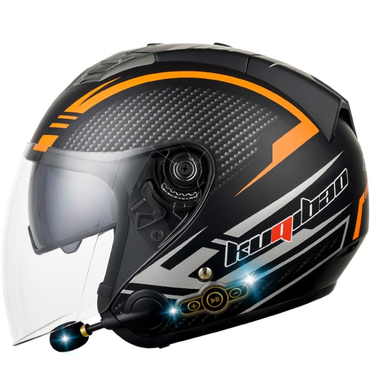 KUQIBAO Motorcycle Smart Bluetooth Sun Protection Double Lens Safety Helmet, Size: L(Matte Black Phantom Fiber) - free shipping - PMC TechLife - Order now!