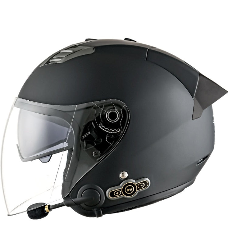 KUQIBAO Motorcycle Smart Bluetooth Sun Protection Double Lens Safety Helmet, Size: L(Matte Black+Black Tail) - free shipping - PMC TechLife - Order now!
