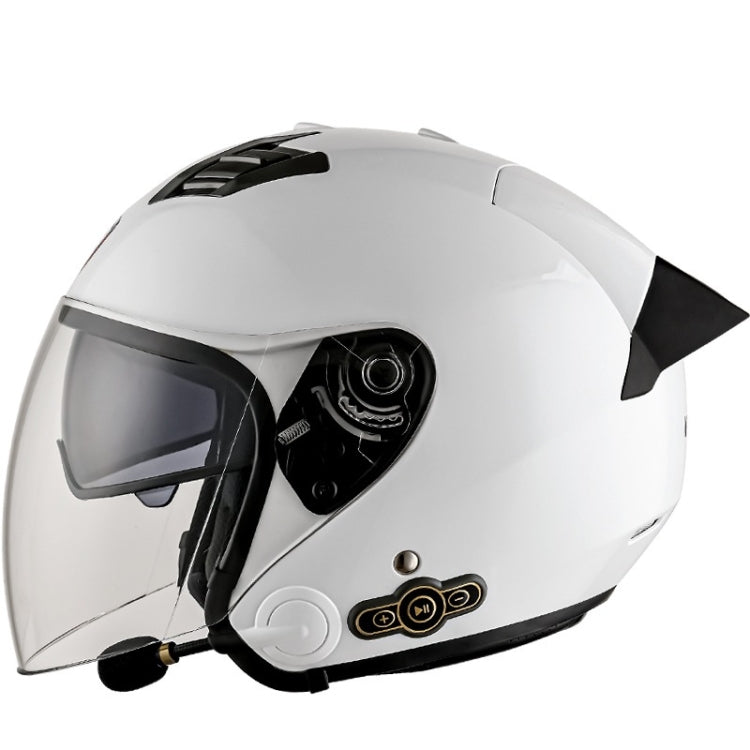 KUQIBAO Motorcycle Smart Bluetooth Sun Protection Double Lens Safety Helmet, Size: XL(White+Black Tail) - free shipping - PMC TechLife - Order now!