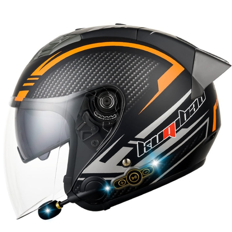KUQIBAO Motorcycle Smart Bluetooth Sun Protection Double Lens Safety Helmet, Size: XXL(Matte Black Phantom Fiber+Gray Rear Spoiler) - free shipping - PMC TechLife - Order now!