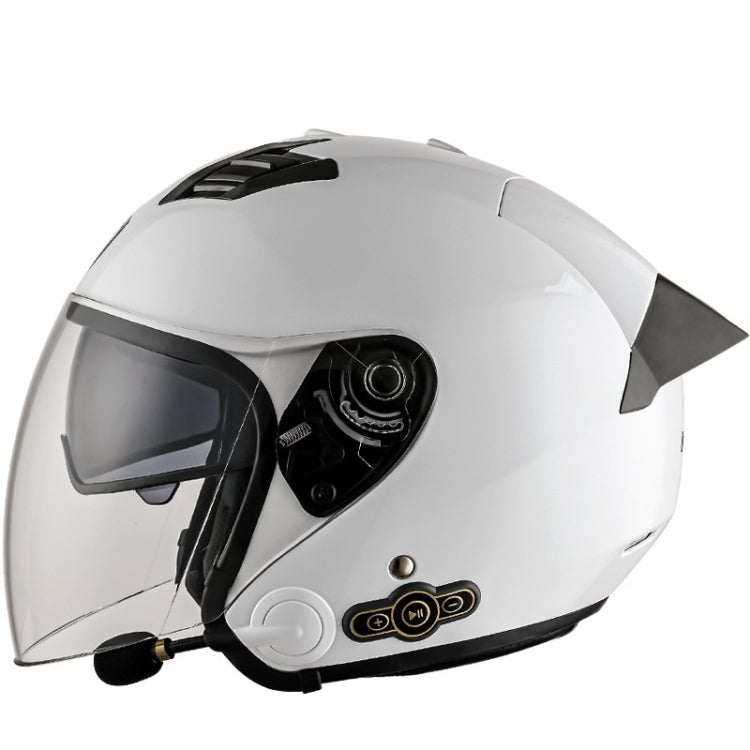 KUQIBAO Motorcycle Smart Bluetooth-compatible Sun Protection Double Lens Safety Helmet, Size: XXL(White+Gray Tail) - free shipping - PMC TechLife - Order now!