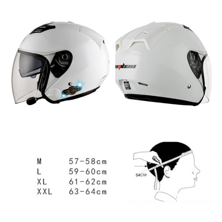 KUQIBAO Motorcycle Smart Bluetooth Sun Protection Double Lens Safety Helmet, Size: L(White+Gray Tail) - free shipping - PMC TechLife - Order now!