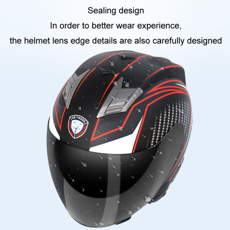 KUQIBAO Motorcycle Smart Bluetooth Sun Protection Double Lens Safety Helmet, Size: L(Bright Black Phantom Fiber+Gray Tail) - free shipping - PMC TechLife - Order now!