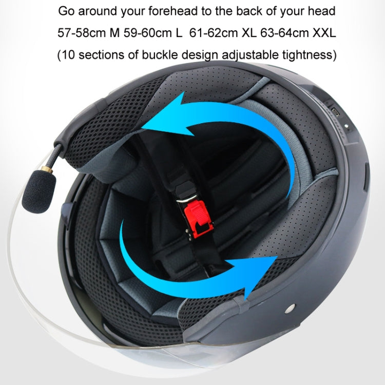 KUQIBAO Motorcycle Smart Bluetooth Sun Protection Double Lens Safety Helmet, Size: XXL(Matte Black Phantom Fiber+Black Tail) - free shipping - PMC TechLife - Order now!