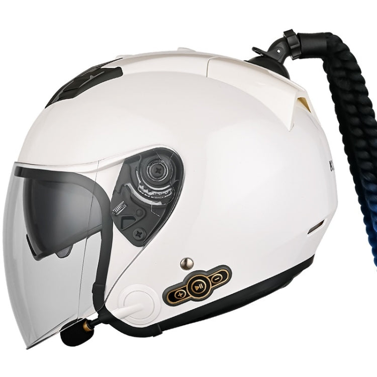 KUQIBAO Motorcycle Bluetooth Headset Double Lens Helmet With Braid, Size: L(White) - Helmets by KUQIBAO | Online Shopping South Africa | PMC TechLife | Buy Now Pay Later Mobicred