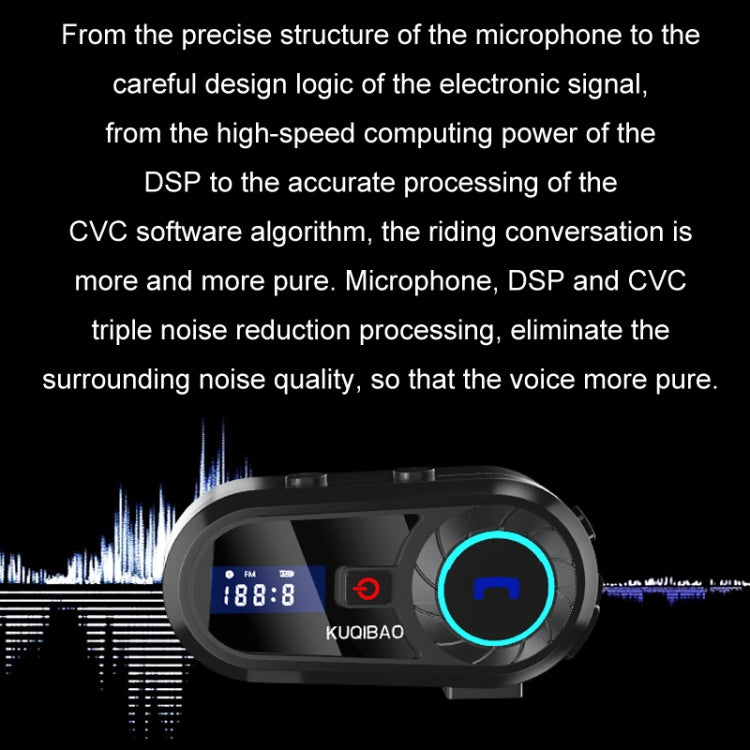 KUQIBAO Motorcycle Helmet Waterproof Bluetooth-compatible Headset With Screen(Soft Microphone) - free shipping - PMC Jewellery - Order now!