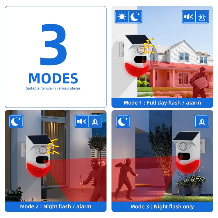 CT80R USB Upgrade Model Infrared Motion Detector Solar Outdoor PIR Wireless Strobe Siren Detector Sound Alarm - Infrared Detector by PMC TechLife | Online Shopping South Africa | PMC TechLife