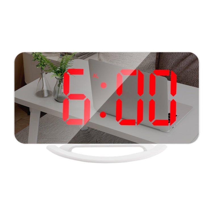 TS-8201 LED Digital Mirror Alarm Clock Big Screen Dual USB Desktop Table Clock, Color: White Shell Red Light - Alarm Clocks by PMc TechLife | Online Shopping South Africa | PMc TechLife | Buy Now Pay Later Mobicred