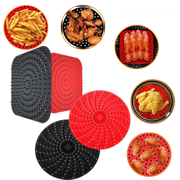 Air Fryer Reusable Silicone Liner Mat Non-Stick Steamer Pad Kitchen Accessories Square Black 23cm - free shipping - PMC TechLife - Order now!