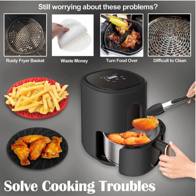 Air Fryer Reusable Silicone Liner Mat Non-Stick Steamer Pad Kitchen Accessories Square Black 23cm - free shipping - PMC TechLife - Order now!