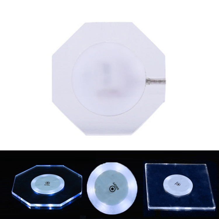 100x10mm Octagonal USB Charging LED Light Up Acrylic Coaster Transparent Crystal Base(White Light) - Car Drink Holders by PMC TechLife | Online Shopping South Africa | PMC TechLife | Buy Now Pay Later Mobicred
