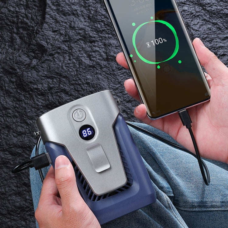 Outdoor Portable Waist High Wind Leafless Hanging Neck Fan With Power Function(Deep Space Gray) - Electric Fans by PMC TechLife | Online Shopping South Africa | PMC TechLife | Buy Now Pay Later Mobicred