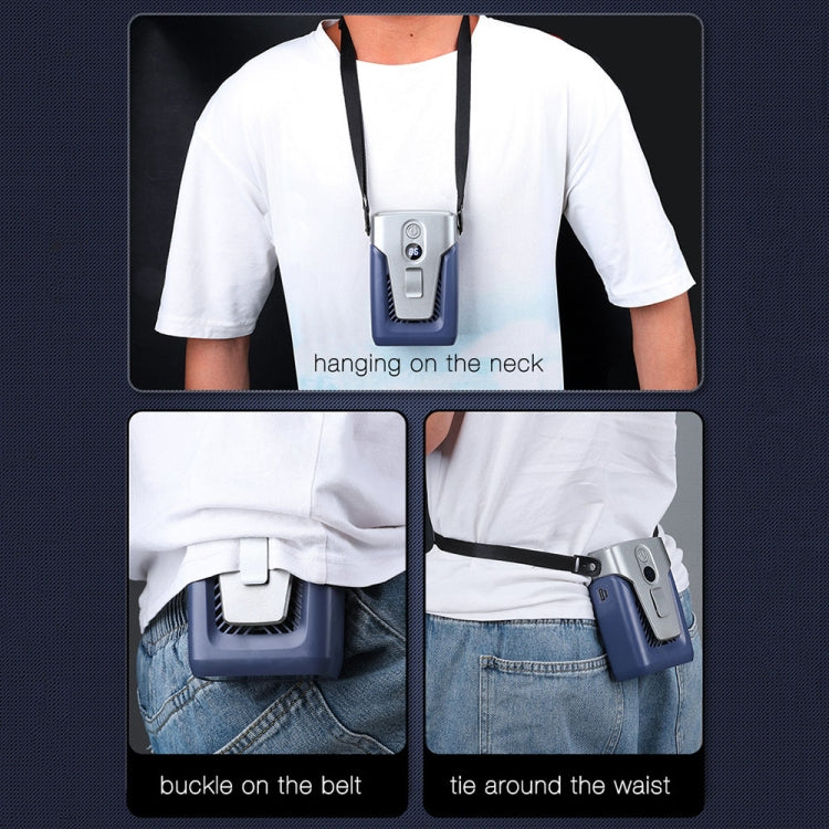 Outdoor Portable Waist High Wind Leafless Hanging Neck Fan With Power Function(Deep Space Gray) - Electric Fans by PMC TechLife | Online Shopping South Africa | PMC TechLife | Buy Now Pay Later Mobicred