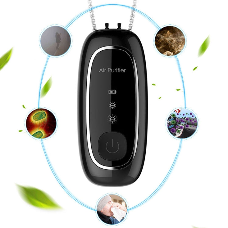 Upgrade Dual-brush Negative Ion Air Purifier Neck Small Portable Air Purifier, Style: Rope Model (Black) - free shipping - PMC TechLife - Order now!