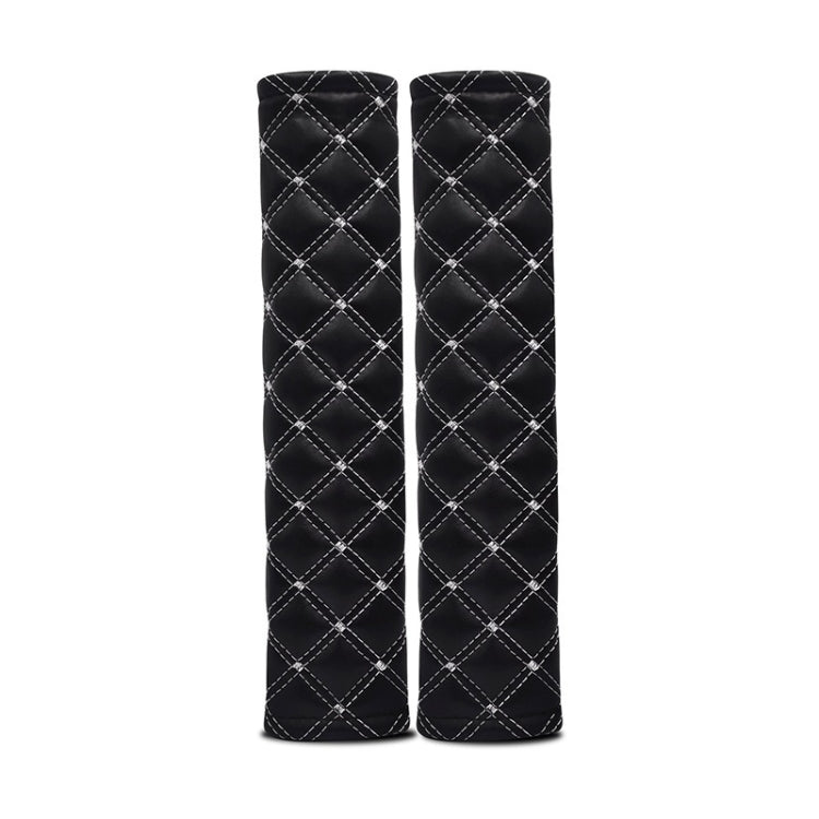 Rhombus Leather Seat Belt Shoulder Protector Pads, Color: Black Leather White Line - Seat Belts & Padding by PMC TechLife | Online Shopping South Africa | PMC TechLife | Buy Now Pay Later Mobicred