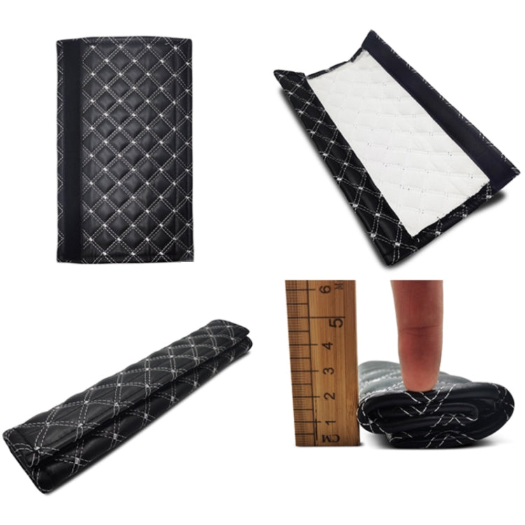 Rhombus Leather Seat Belt Shoulder Protector Pads, Color: Black Leather White Line - Seat Belts & Padding by PMC TechLife | Online Shopping South Africa | PMC TechLife | Buy Now Pay Later Mobicred