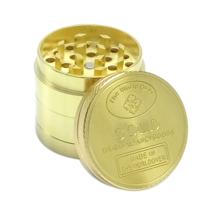 40mm 4 Layers Gold Coin Pattern Zinc Tobacco Grinder - Cigarette Box & Ashtrays by PMC TechLife | Online Shopping South Africa | PMC TechLife | Buy Now Pay Later Mobicred