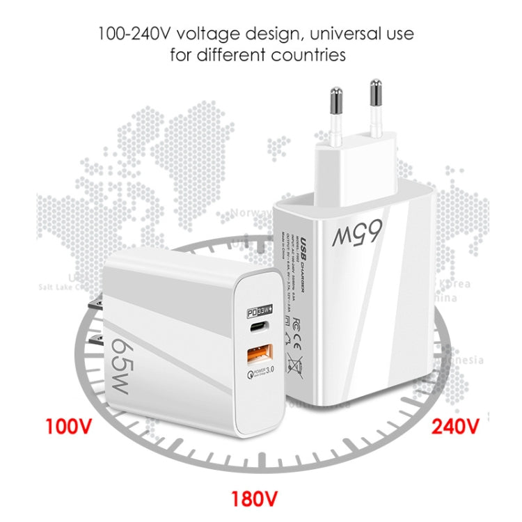 A502 65W USB-C/Type-C+USB Dual Port GaN Charger QC3.0 Laptop Universal Charger UK Plug Black - free shipping - PMC Jewellery - Order now!