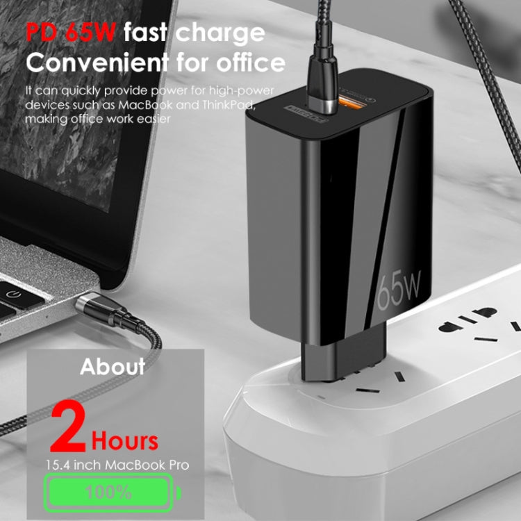 A502 65W USB-C/Type-C+USB Dual Port GaN Charger QC3.0 Laptop Universal Charger UK Plug Black - free shipping - PMC Jewellery - Order now!