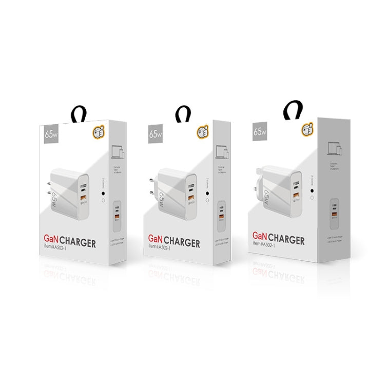A502 65W USB-C/Type-C+USB Dual Port GaN Charger QC3.0 Laptop Universal Charger US Plug White - free shipping - PMC Jewellery - Order now!