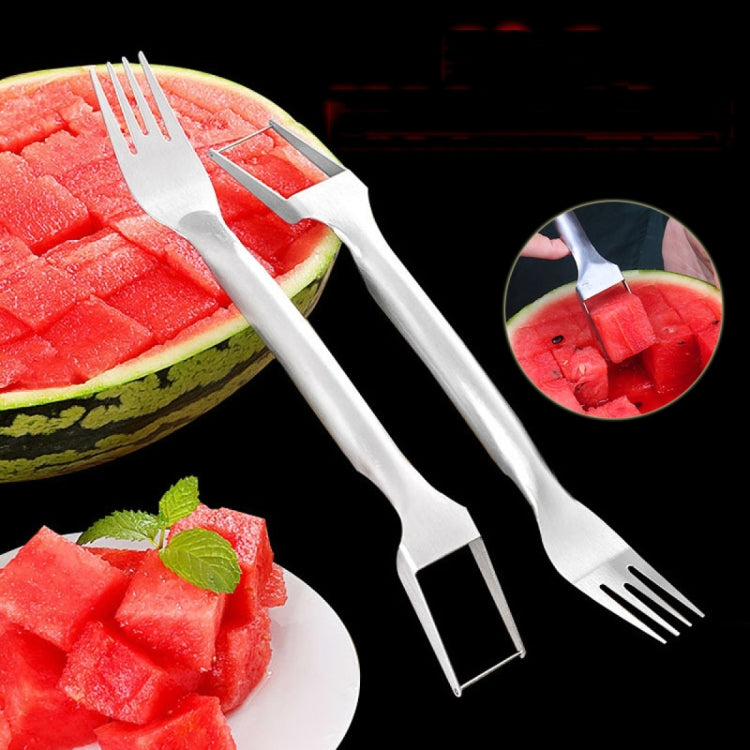2 In 1 Watermelon Fork Slicer Stainless Steel  Kitchen Fruit Cutter - Cutter & Peeler by PMC TechLife | Online Shopping South Africa | PMC TechLife