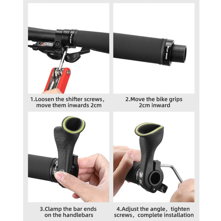 WEST BIKING Bike Cow Horns Fluorescent Deputy Handle Riding Equipment(Black) - Bicycle Grips by WEST BIKING | Online Shopping South Africa | PMc TechLife | Buy Now Pay Later Mobicred