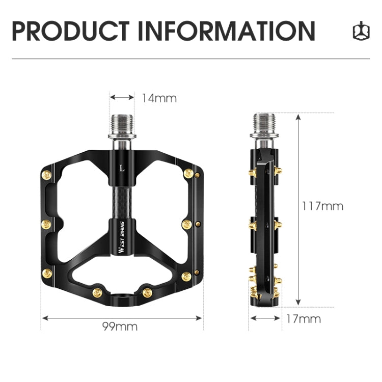 WEST BIKING 3 Bearings Ultralight Carbon Fiber Bushing Mountain Bike Pedal(Red) - free shipping - PMc TechLife - Order now!