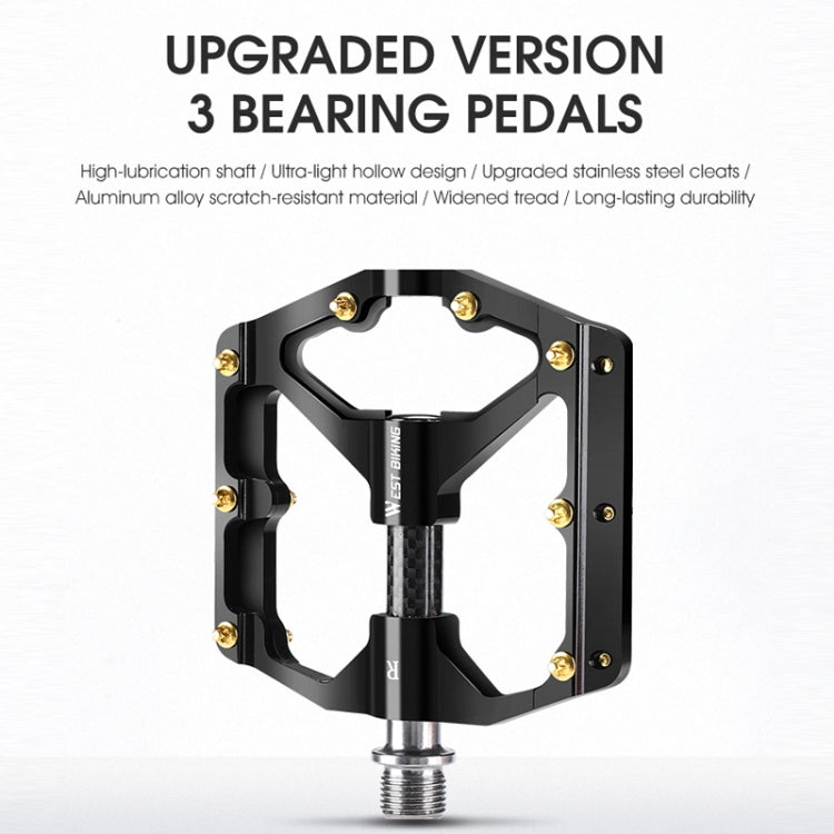 WEST BIKING 3 Bearings Ultralight Carbon Fiber Bushing Mountain Bike Pedal(Titanium) - Pedals by WEST BIKING | Online Shopping South Africa | PMc TechLife | Buy Now Pay Later Mobicred